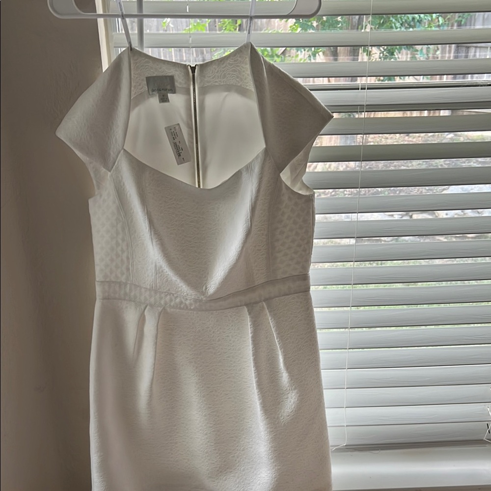 Donna Morgan White Asymmetrical Sheath Dress